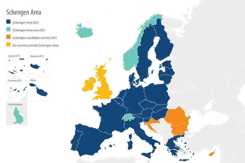 Mapa Strefy Schengen